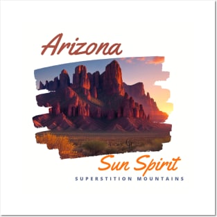 Arizona Sun Spirit Superstition Mountains 2 Posters and Art